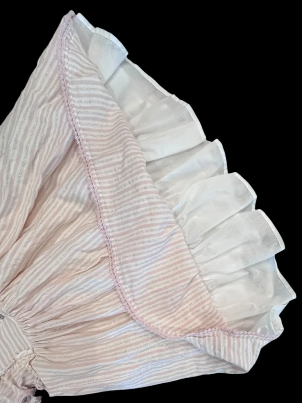 Tommy Bahama Toddler Girl’s  Blush Pink with Gold Shimmer Ruffled Maxi Dress 4T